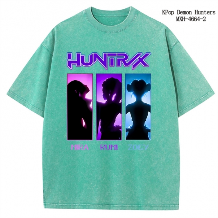 K-Pop Demon Hunters Anime peripheral pure cotton washed and worn T-shirt from S to 4XL
