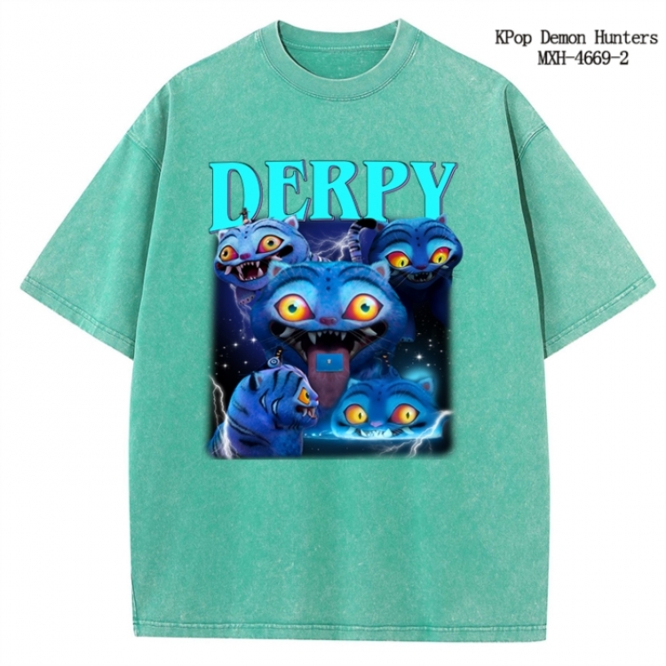 K-Pop Demon Hunters Anime peripheral pure cotton washed and worn T-shirt from S to 4XL