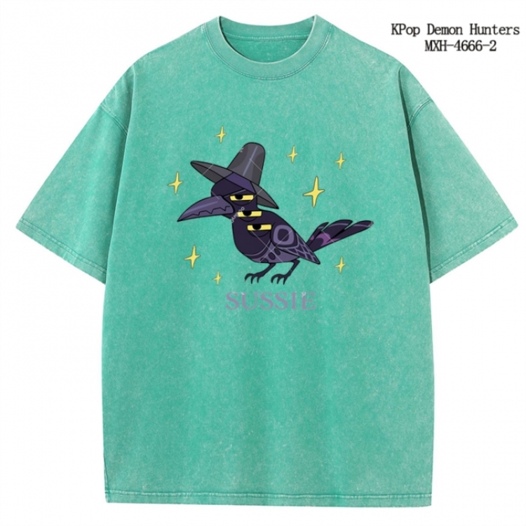 K-Pop Demon Hunters Anime peripheral pure cotton washed and worn T-shirt from S to 4XL