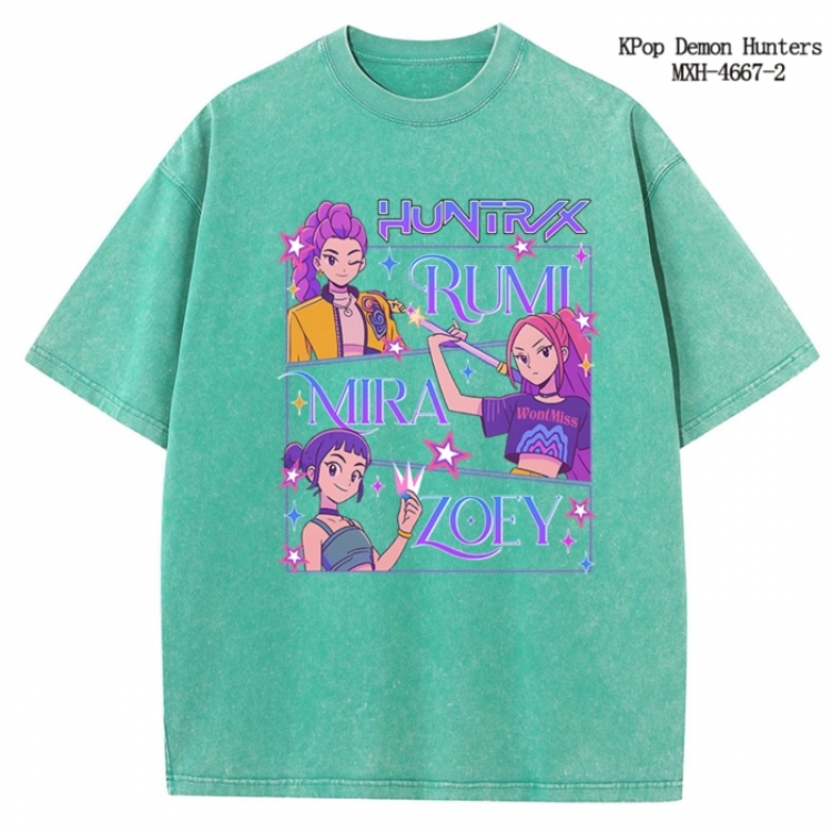 K-Pop Demon Hunters Anime peripheral pure cotton washed and worn T-shirt from S to 4XL