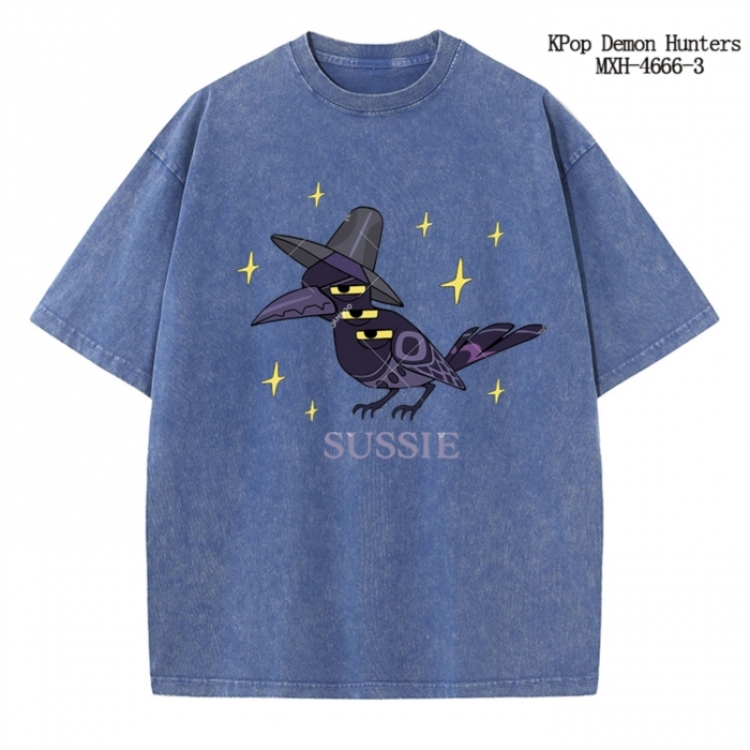 K-Pop Demon Hunters Anime peripheral pure cotton washed and worn T-shirt from S to 4XL