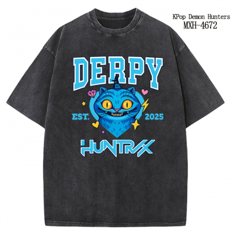 K-Pop Demon Hunters Anime peripheral pure cotton washed and worn T-shirt from S to 4XL