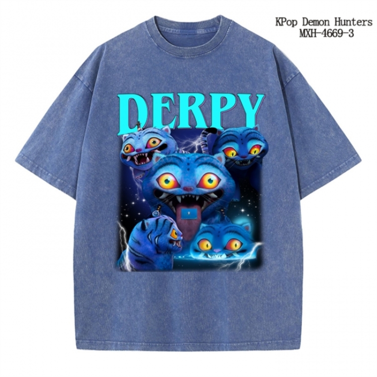 K-Pop Demon Hunters Anime peripheral pure cotton washed and worn T-shirt from S to 4XL