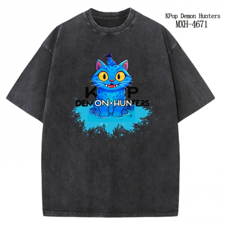 K-Pop Demon Hunters Anime peripheral pure cotton washed and worn T-shirt from S to 4XL