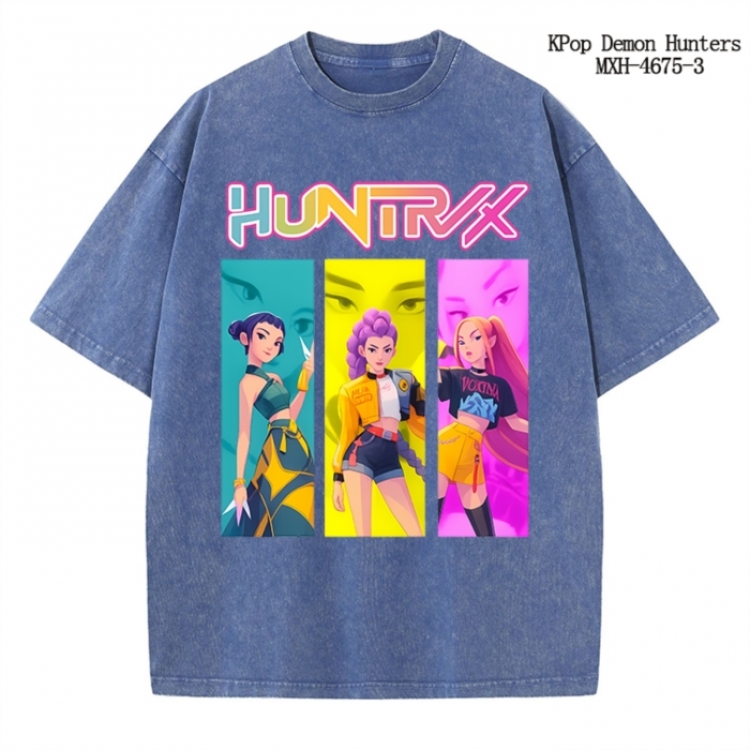K-Pop Demon Hunters Anime peripheral pure cotton washed and worn T-shirt from S to 4XL