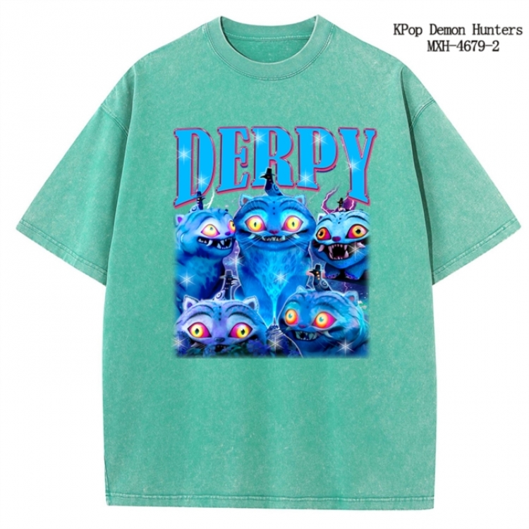 K-Pop Demon Hunters Anime peripheral pure cotton washed and worn T-shirt from S to 4XL