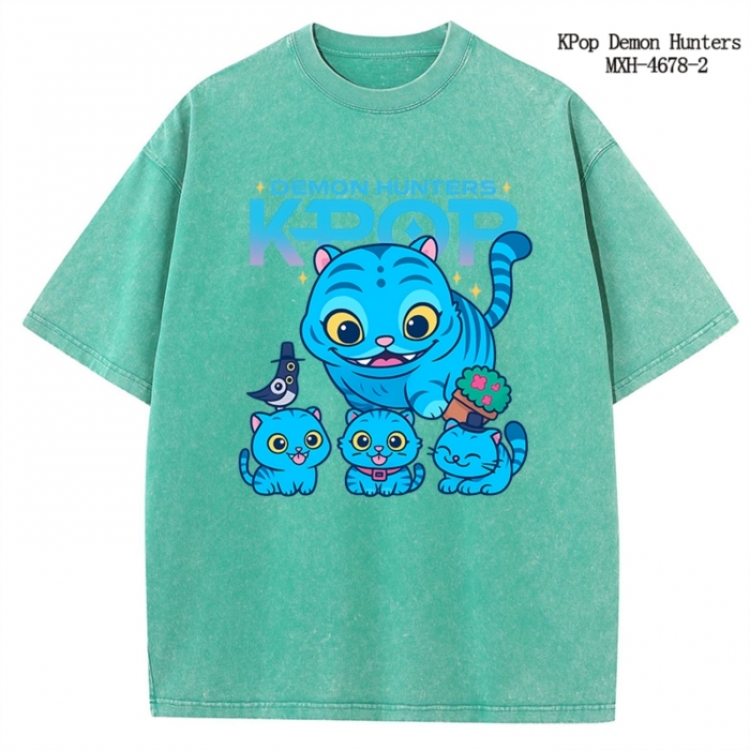 K-Pop Demon Hunters Anime peripheral pure cotton washed and worn T-shirt from S to 4XL