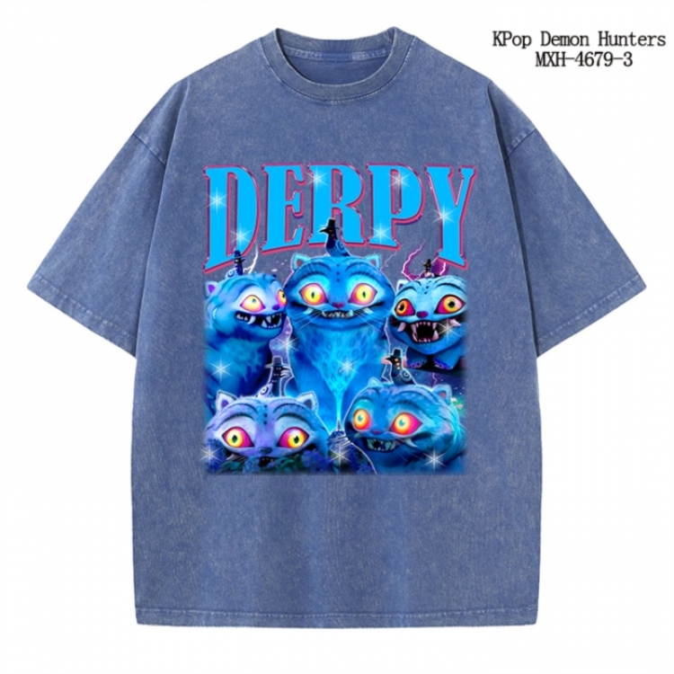 K-Pop Demon Hunters Anime peripheral pure cotton washed and worn T-shirt from S to 4XL