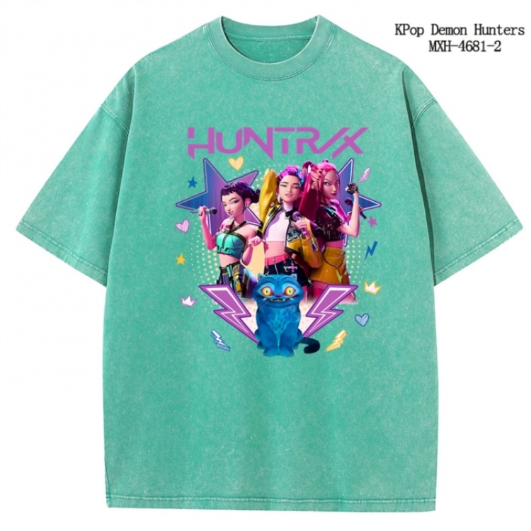 K-Pop Demon Hunters Anime peripheral pure cotton washed and worn T-shirt from S to 4XL