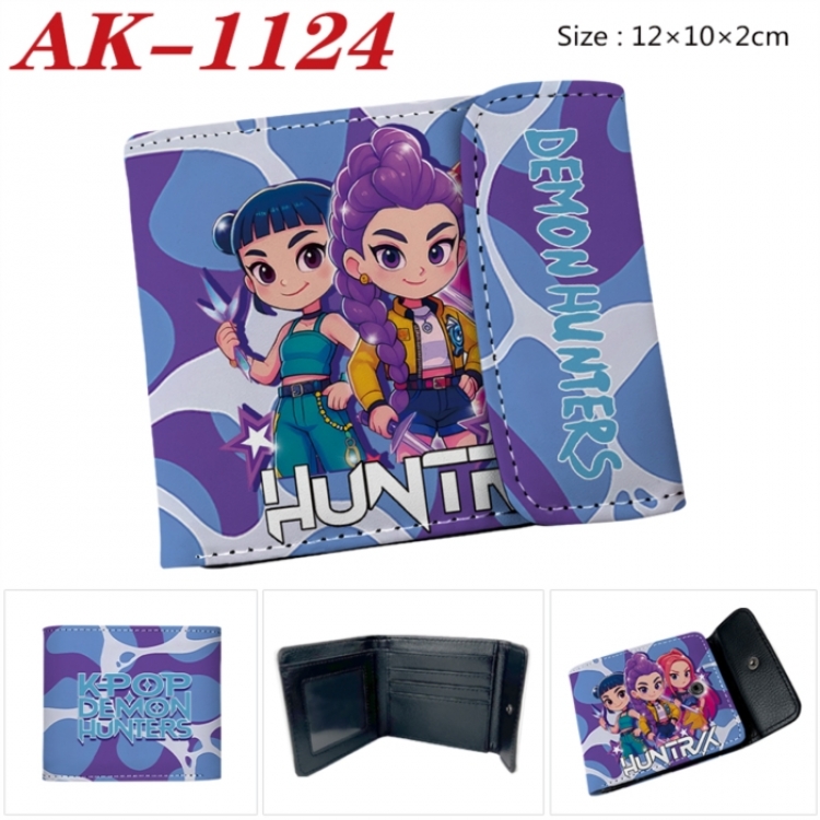 K-Pop Demon Hunters Anime PU leather full color buckle two fold wallet 12X10X2CM
