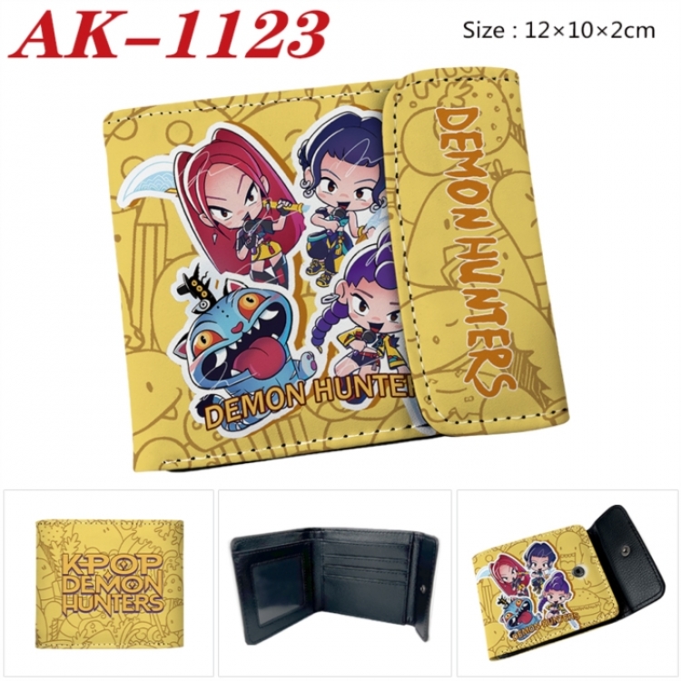 K-Pop Demon Hunters Anime PU leather full color buckle two fold wallet 12X10X2CM