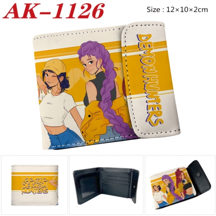 K-Pop Demon Hunters Anime PU leather full color buckle two fold wallet 12X10X2CM