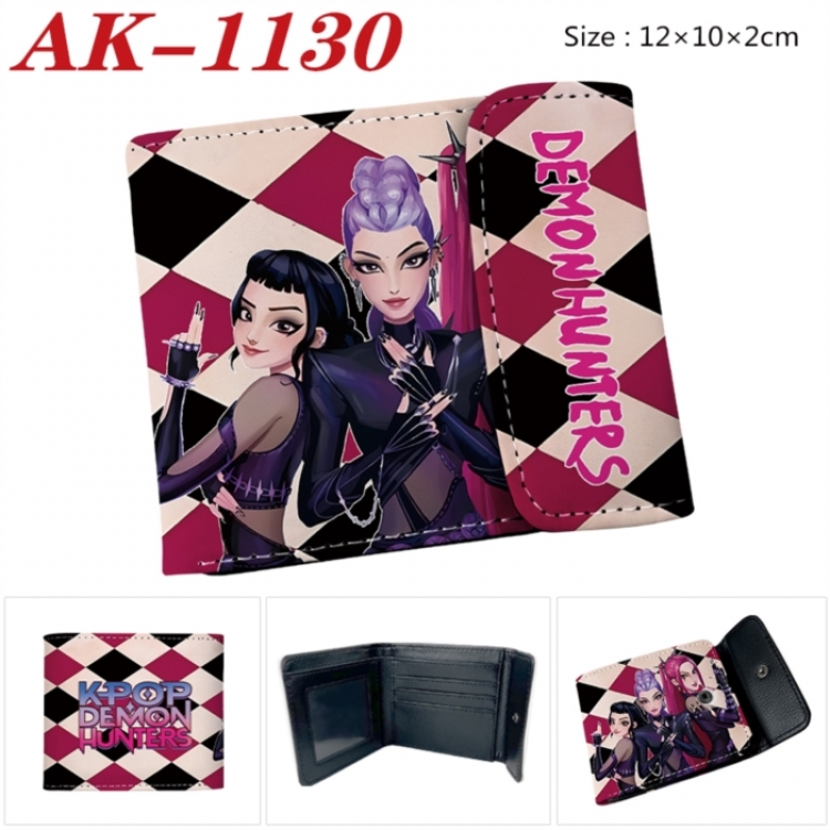 K-Pop Demon Hunters Anime PU leather full color buckle two fold wallet 12X10X2CM
