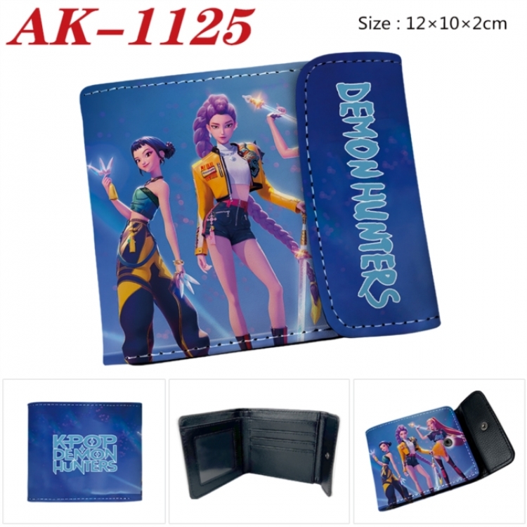 K-Pop Demon Hunters Anime PU leather full color buckle two fold wallet 12X10X2CM