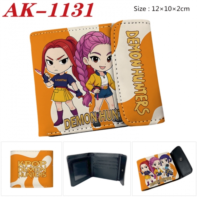 K-Pop Demon Hunters Anime PU leather full color buckle two fold wallet 12X10X2CM