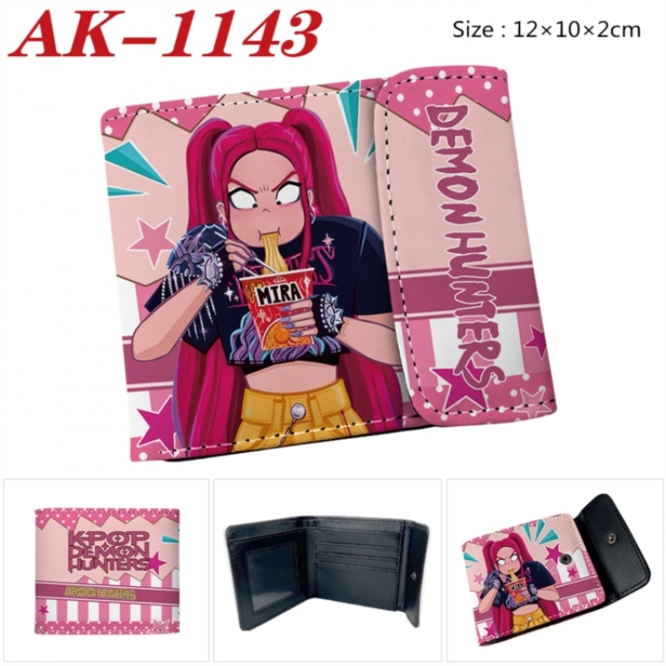 K-Pop Demon Hunters Anime PU leather full color buckle two fold wallet 12X10X2CM