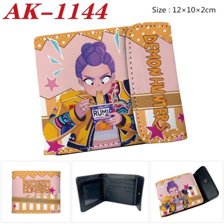 K-Pop Demon Hunters Anime PU leather full color buckle two fold wallet 12X10X2CM