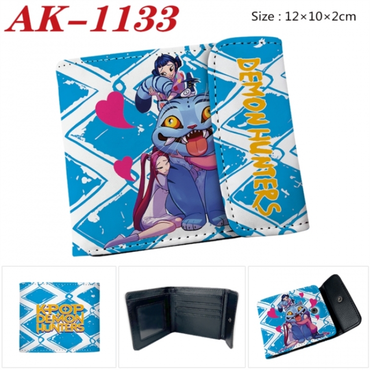 K-Pop Demon Hunters Anime PU leather full color buckle two fold wallet 12X10X2CM