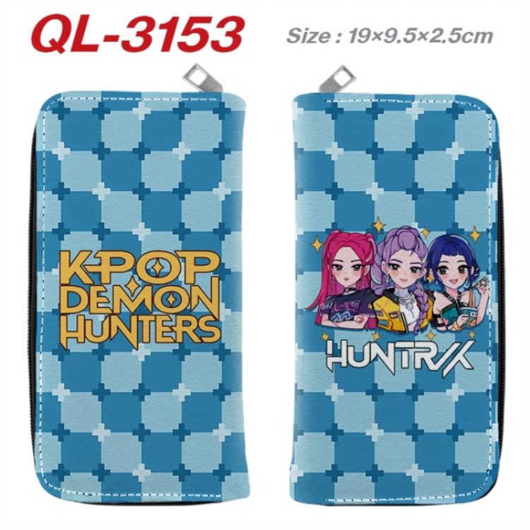 K-Pop Demon Hunters Anime peripheral PU leather full-color long zippered wallet 19.5x9.5x2.5cm