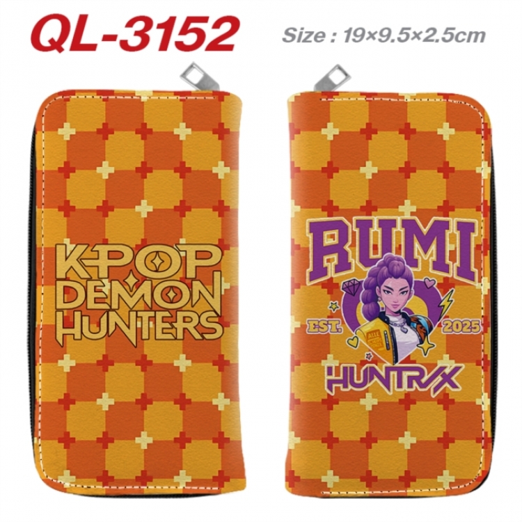 K-Pop Demon Hunters Anime peripheral PU leather full-color long zippered wallet 19.5x9.5x2.5cm