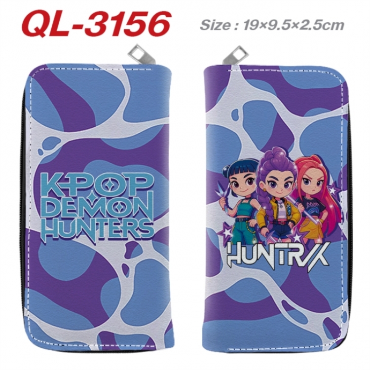 K-Pop Demon Hunters Anime peripheral PU leather full-color long zippered wallet 19.5x9.5x2.5cm