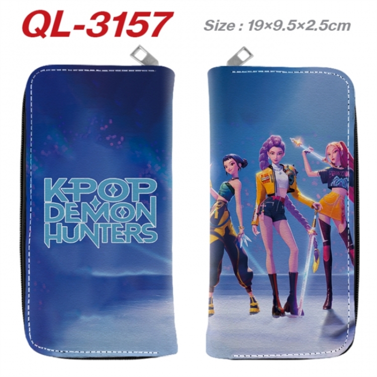 K-Pop Demon Hunters Anime peripheral PU leather full-color long zippered wallet 19.5x9.5x2.5cm