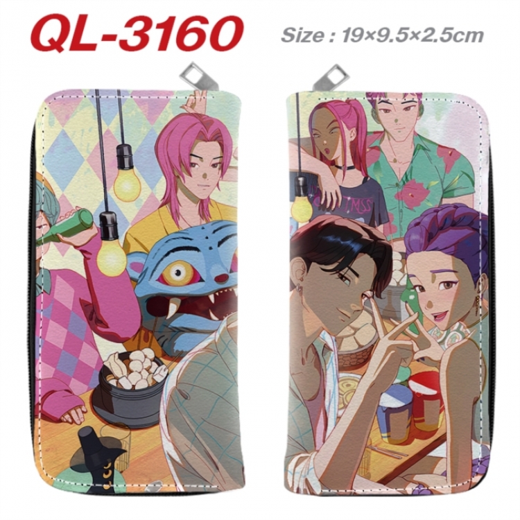 K-Pop Demon Hunters Anime peripheral PU leather full-color long zippered wallet 19.5x9.5x2.5cm
