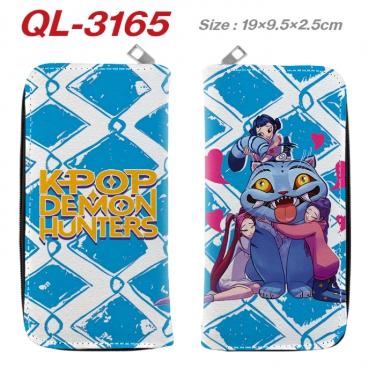 K-Pop Demon Hunters Anime peripheral PU leather full-color long zippered wallet 19.5x9.5x2.5cm