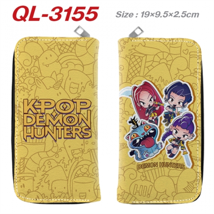 K-Pop Demon Hunters Anime peripheral PU leather full-color long zippered wallet 19.5x9.5x2.5cm