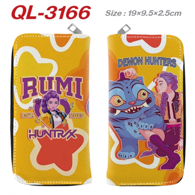 K-Pop Demon Hunters Anime peripheral PU leather full-color long zippered wallet 19.5x9.5x2.5cm
