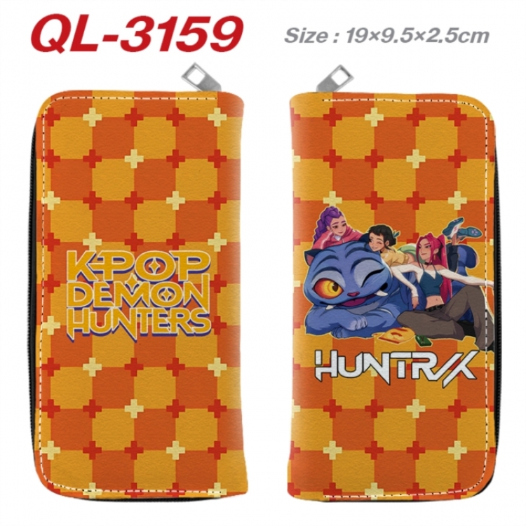 K-Pop Demon Hunters Anime peripheral PU leather full-color long zippered wallet 19.5x9.5x2.5cm