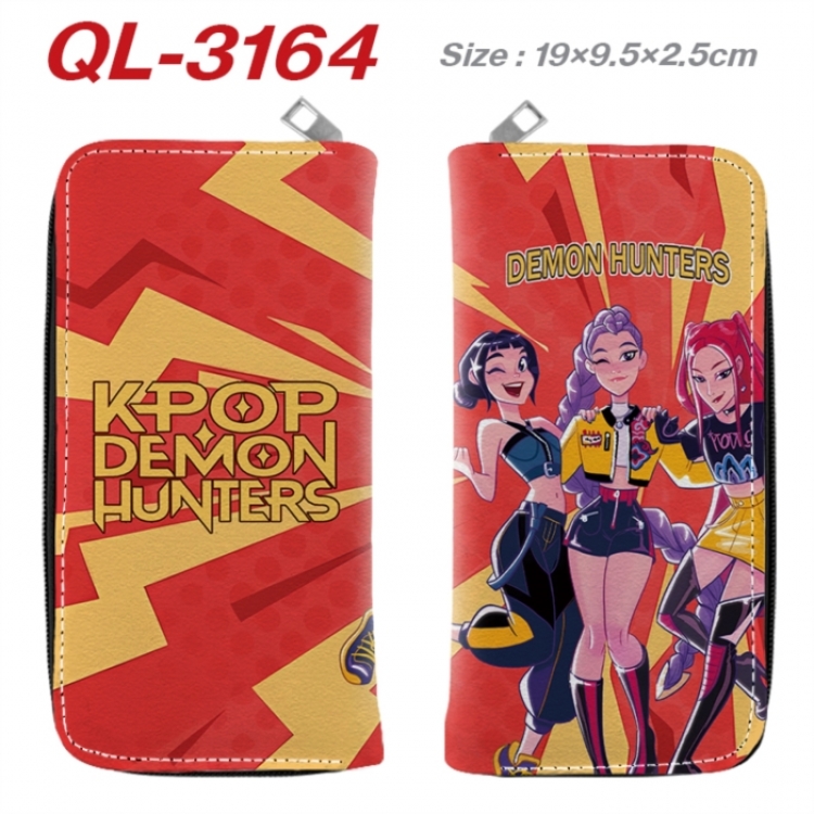 K-Pop Demon Hunters Anime peripheral PU leather full-color long zippered wallet 19.5x9.5x2.5cm