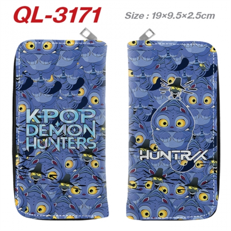 K-Pop Demon Hunters Anime peripheral PU leather full-color long zippered wallet 19.5x9.5x2.5cm