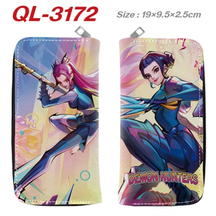K-Pop Demon Hunters Anime peripheral PU leather full-color long zippered wallet 19.5x9.5x2.5cm