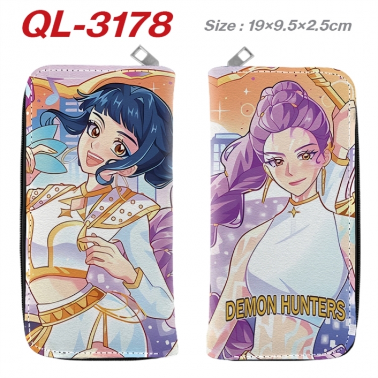 K-Pop Demon Hunters Anime peripheral PU leather full-color long zippered wallet 19.5x9.5x2.5cm