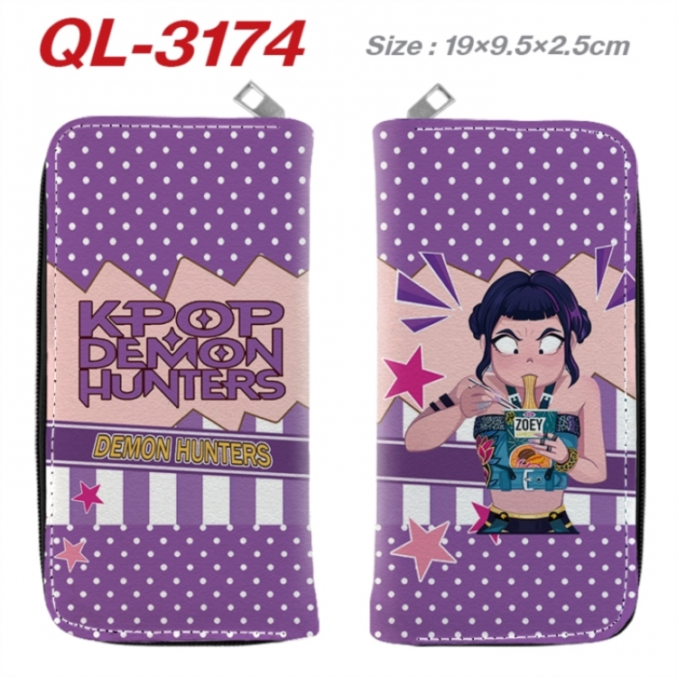 K-Pop Demon Hunters Anime peripheral PU leather full-color long zippered wallet 19.5x9.5x2.5cm