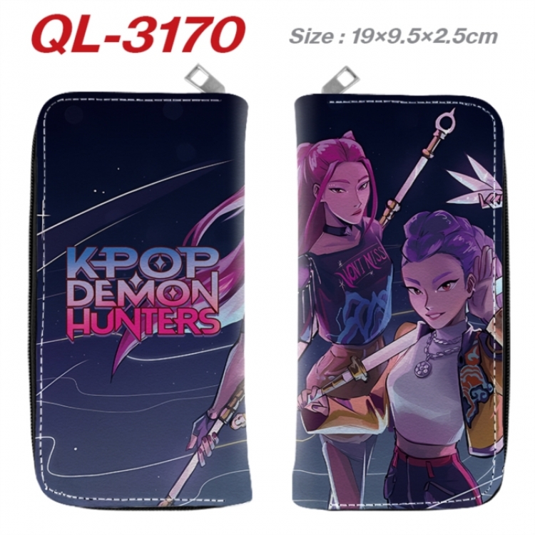 K-Pop Demon Hunters Anime peripheral PU leather full-color long zippered wallet 19.5x9.5x2.5cm