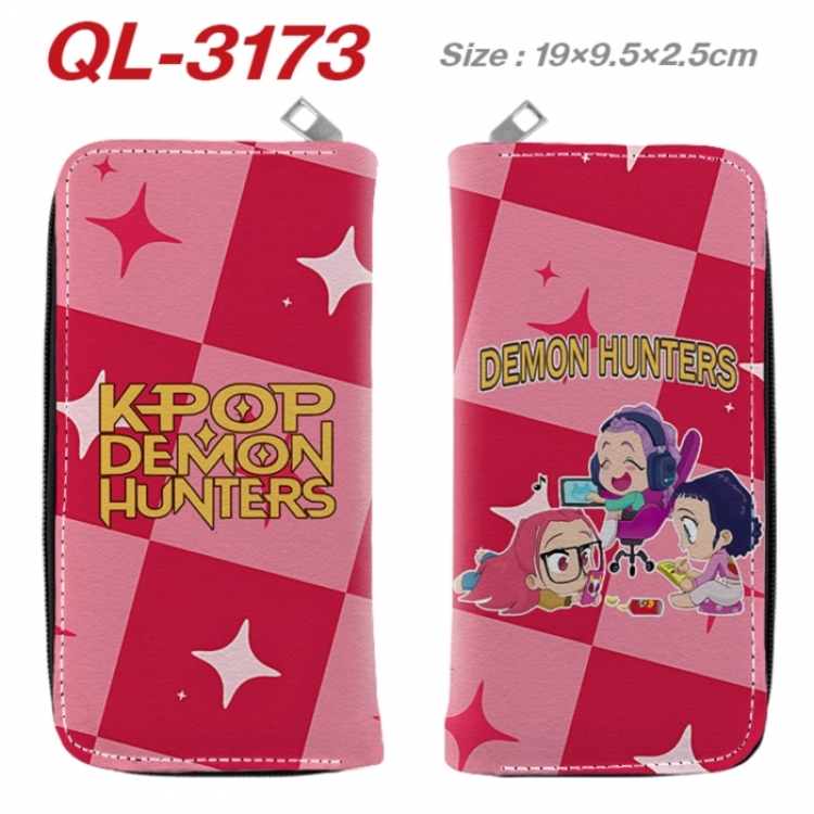 K-Pop Demon Hunters Anime peripheral PU leather full-color long zippered wallet 19.5x9.5x2.5cm