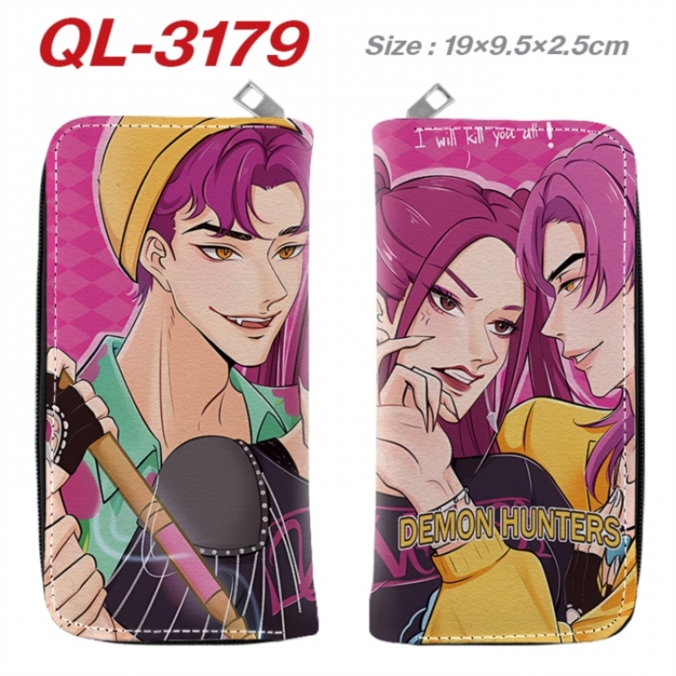 K-Pop Demon Hunters Anime peripheral PU leather full-color long zippered wallet 19.5x9.5x2.5cm