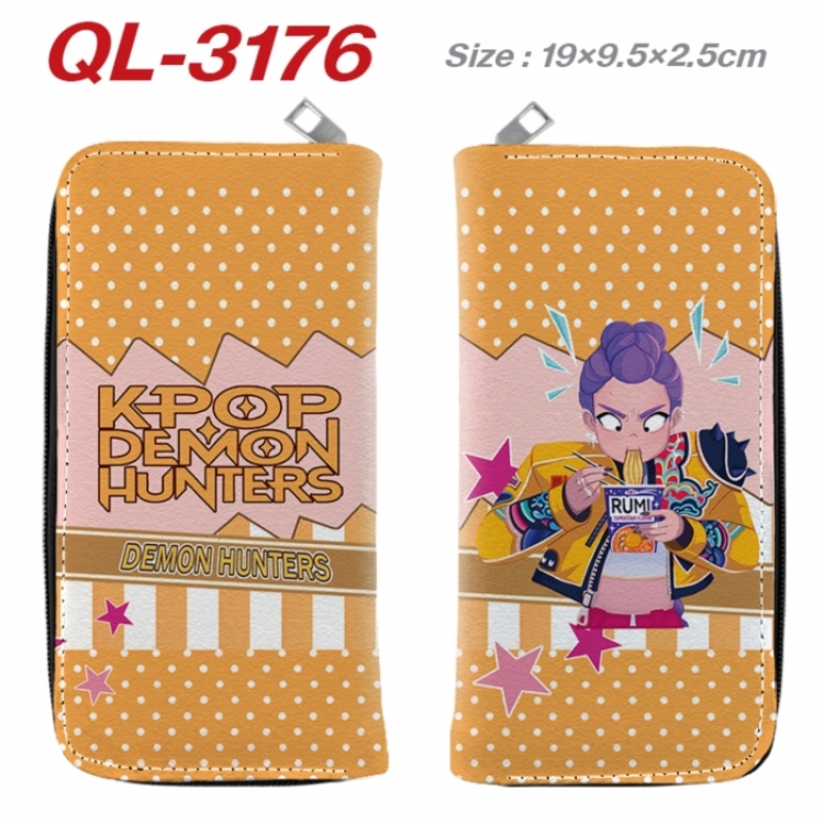 K-Pop Demon Hunters Anime peripheral PU leather full-color long zippered wallet 19.5x9.5x2.5cm