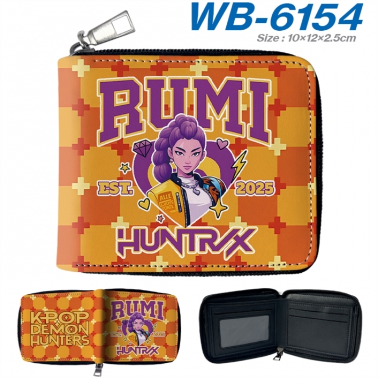 K-Pop Demon Hunters Anime color short full zip folding wallet 10x12x2.5cm