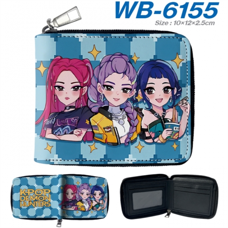 K-Pop Demon Hunters Anime color short full zip folding wallet 10x12x2.5cm