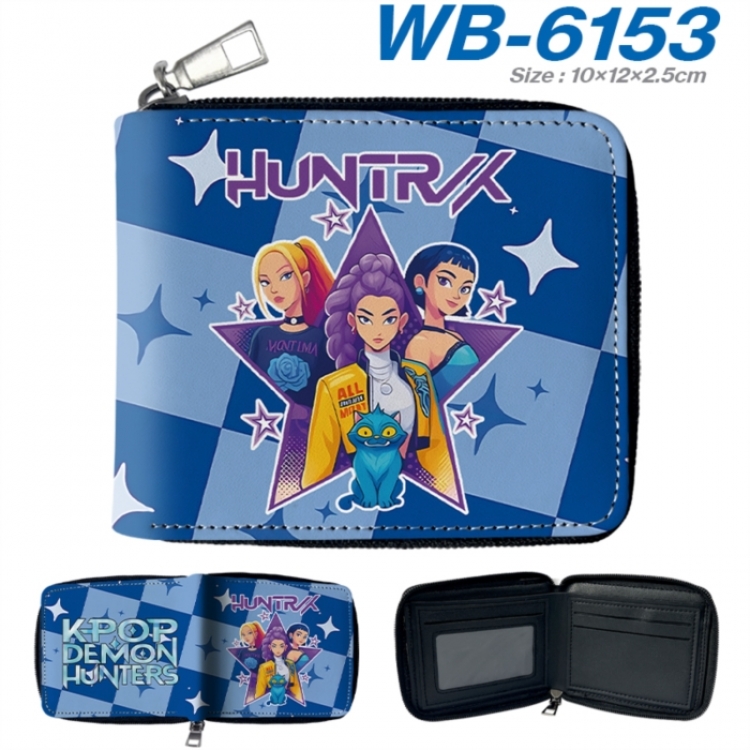 K-Pop Demon Hunters Anime color short full zip folding wallet 10x12x2.5cm