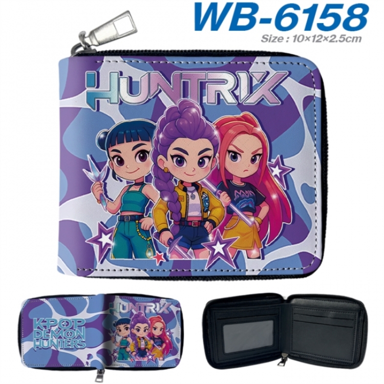 K-Pop Demon Hunters Anime color short full zip folding wallet 10x12x2.5cm