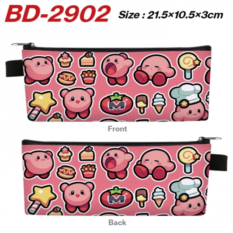 Kirby Anime PU Leather Zipper Pencil Case Stationery Box 21.5X10.5X3CM 