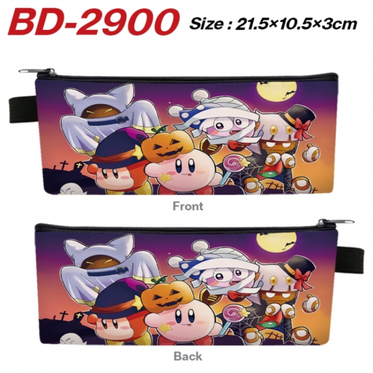 Kirby Anime PU Leather Zipper Pencil Case Stationery Box 21.5X10.5X3CM 