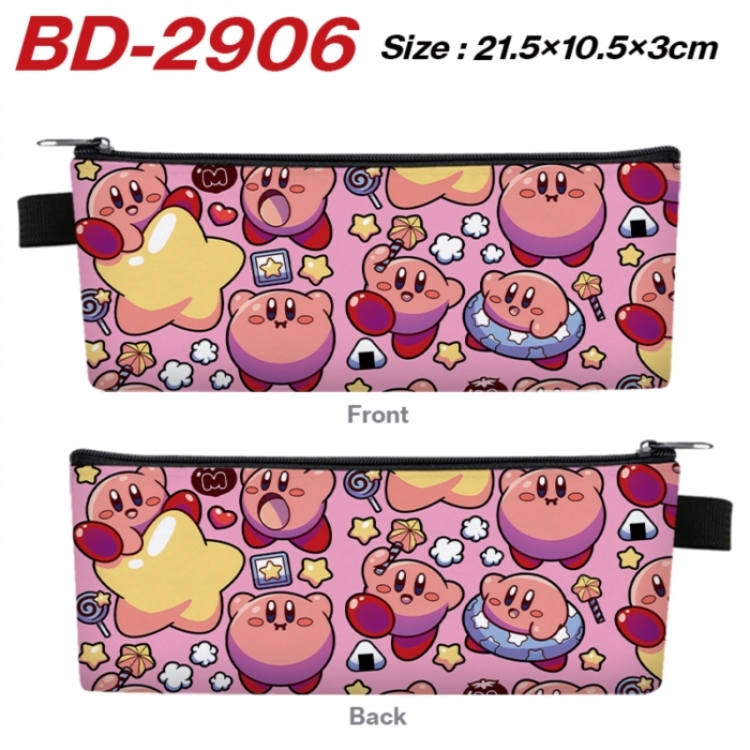 Kirby Anime PU Leather Zipper Pencil Case Stationery Box 21.5X10.5X3CM 