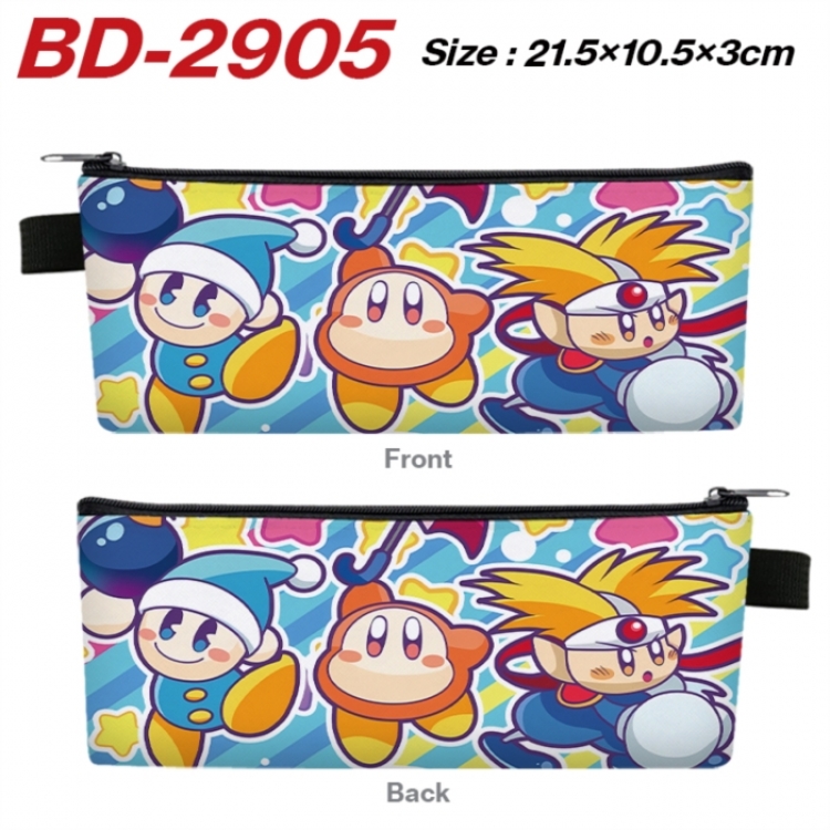 Kirby Anime PU Leather Zipper Pencil Case Stationery Box 21.5X10.5X3CM 