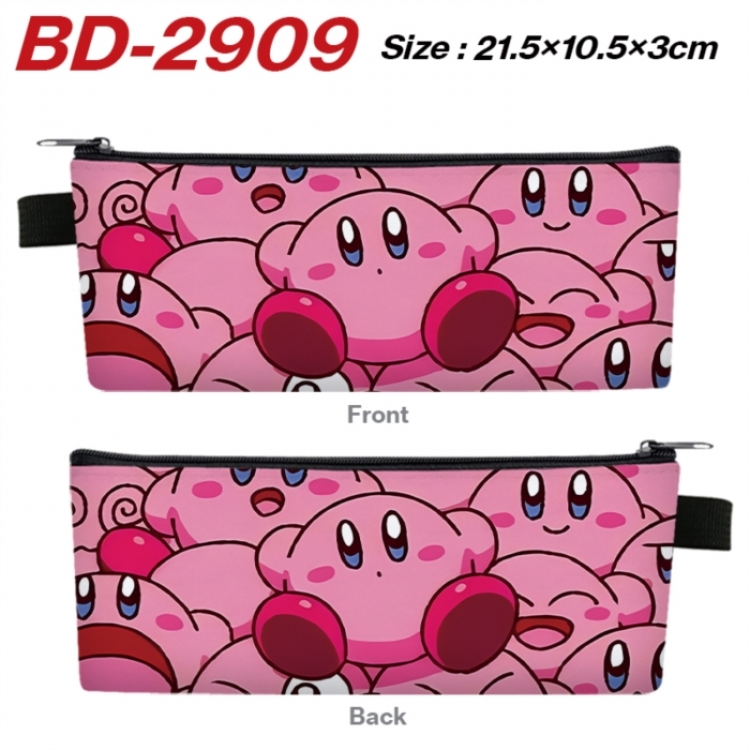 Kirby Anime PU Leather Zipper Pencil Case Stationery Box 21.5X10.5X3CM 