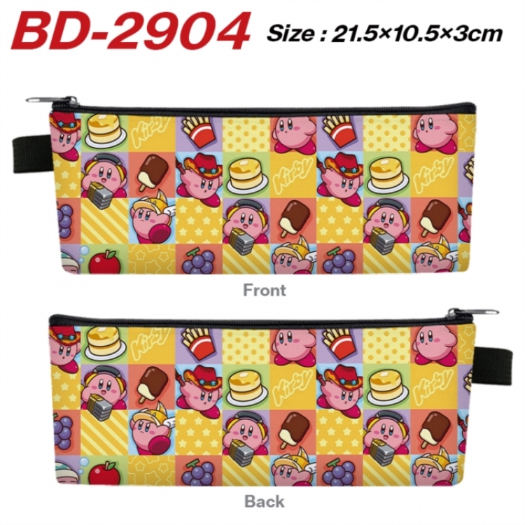 Kirby Anime PU Leather Zipper Pencil Case Stationery Box 21.5X10.5X3CM 